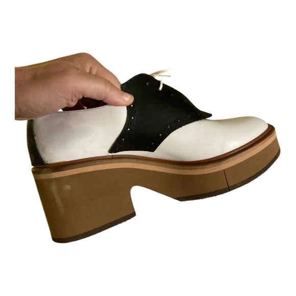 Robert Clergerie Black and White Platform Saddle Shoes- Fantastic! Size 39.5 - Picture 12 of 15